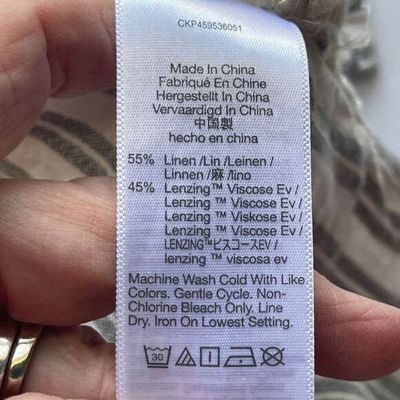 Madewell Dylan Gray Green and White Striped Blouse, Size XXS - Picture 8 of 11